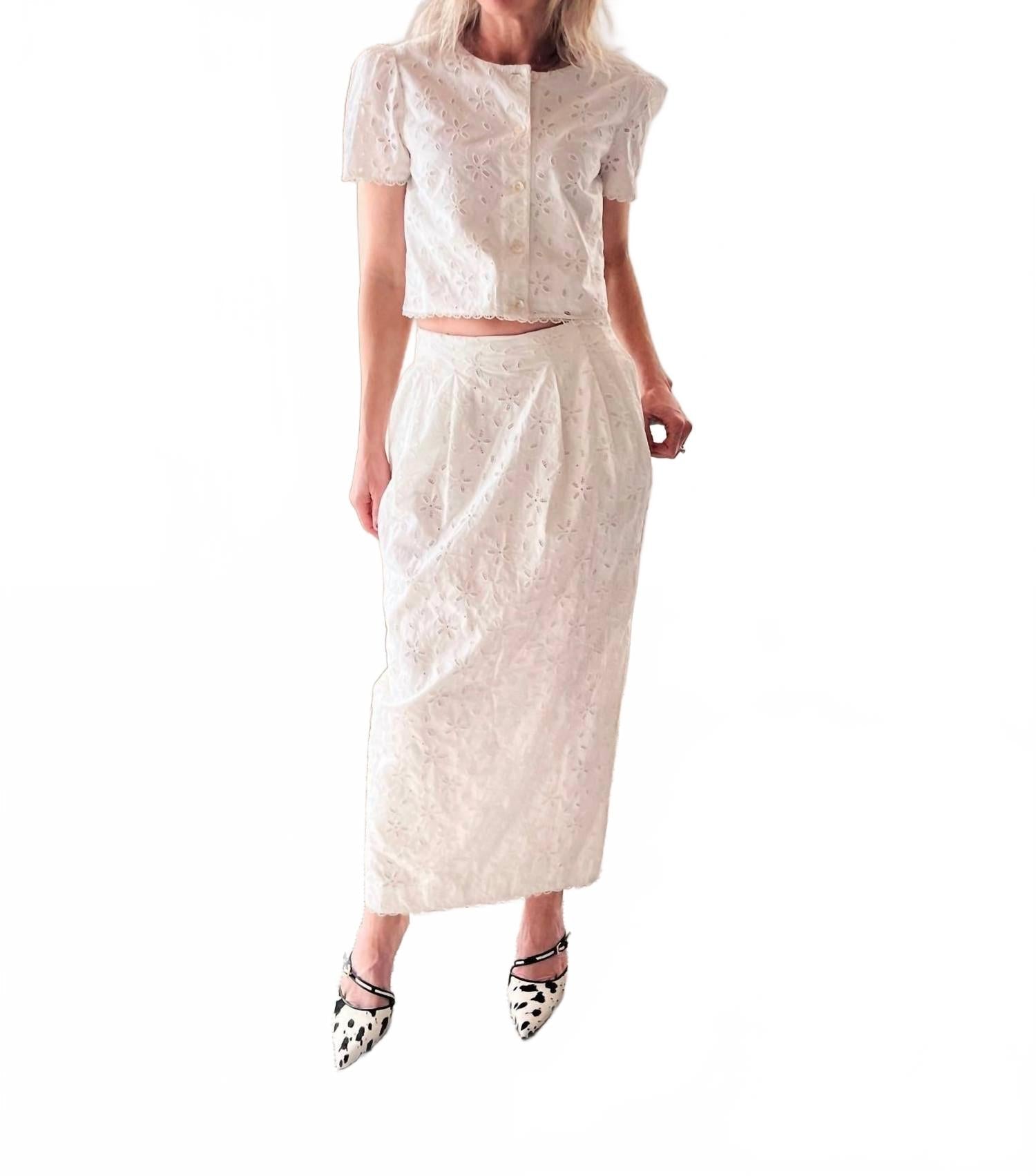 Salma Cap Sleeve Top In Vintage White