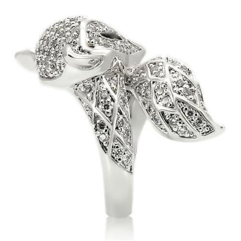 Rhodium Brass Ring with AAA Grade CZ in Clear