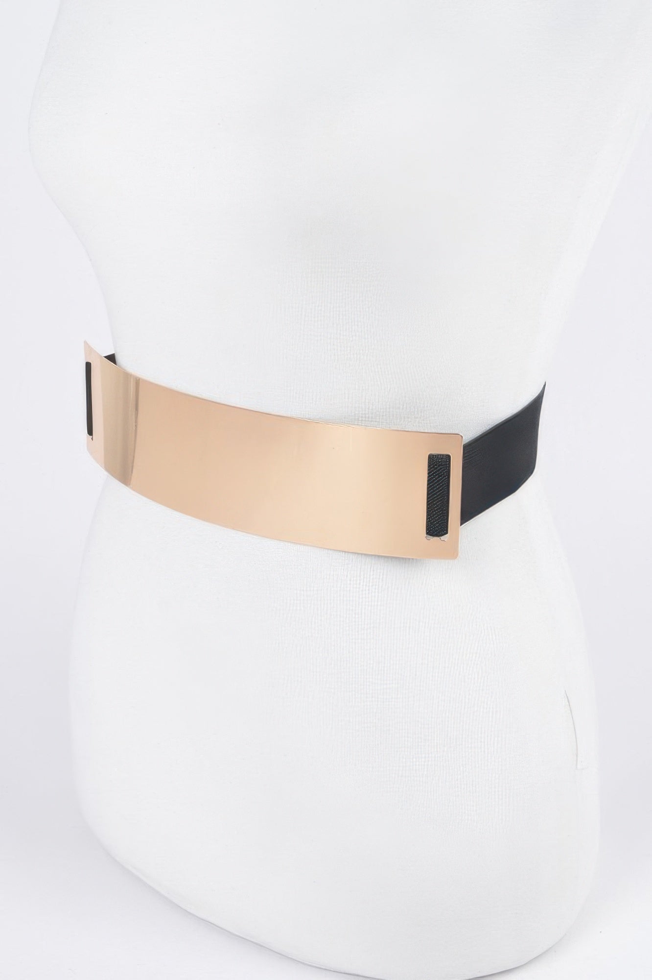 Wide Metal Plate Plus Size Stretch Waist Belt