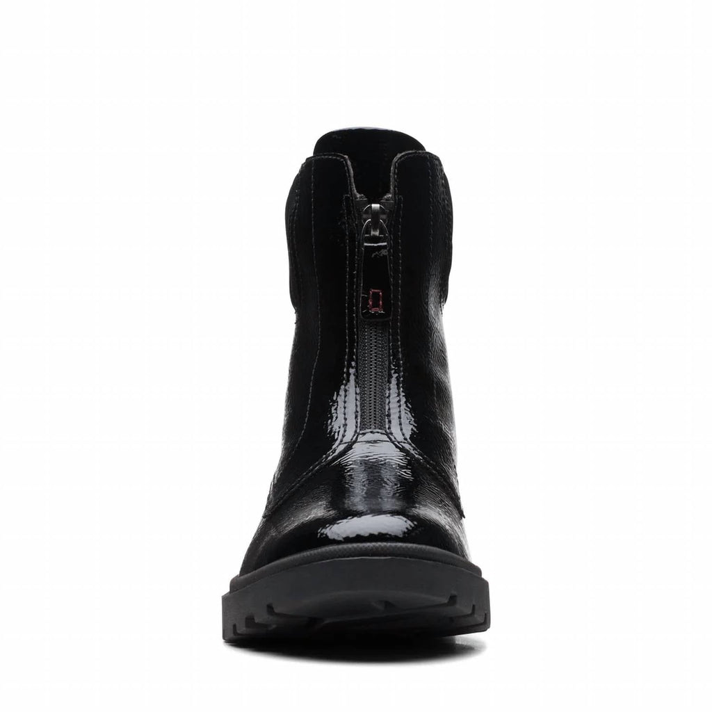 Women's Calla Zip Boot In Black Crinkle Patent