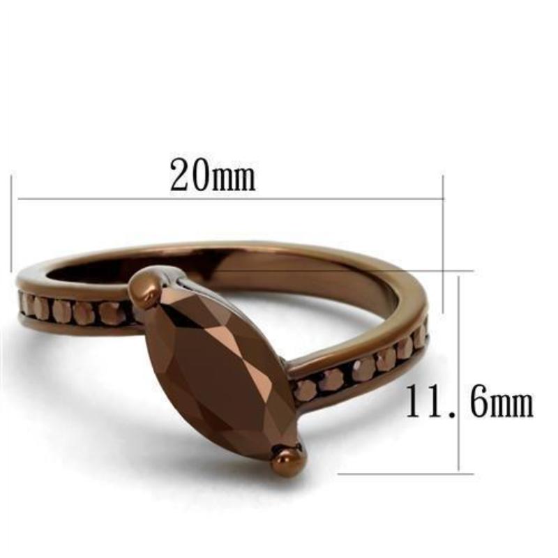 IP Coffee light Brass Ring with AAA Grade CZ in Light Coffee