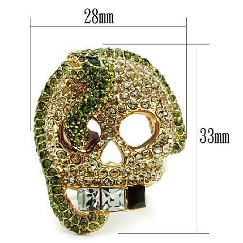 Gold White Metal Ring with Top Grade Crystal in Multi Color