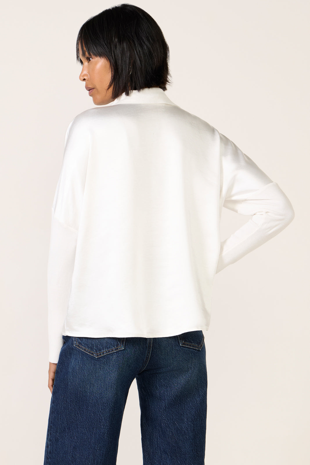 Women's Tina Mixed Media Satin Top