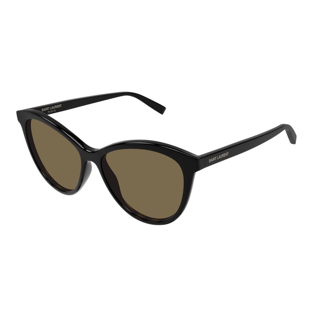 Glossy Black Cat-Eye Sunglasses With Subtle Logo Detail