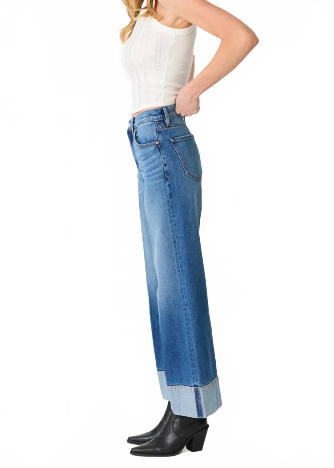 Parker Moment Studded Cuff Denim Jeans In Blue