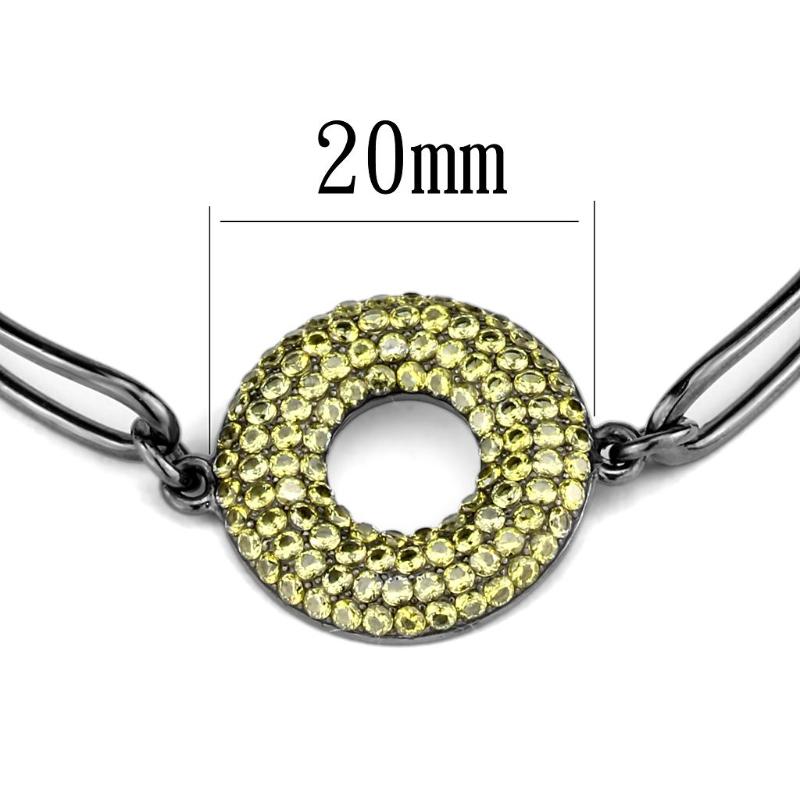 IP Light Black Stainless Steel Bangle with AAA Grade CZ in Topaz