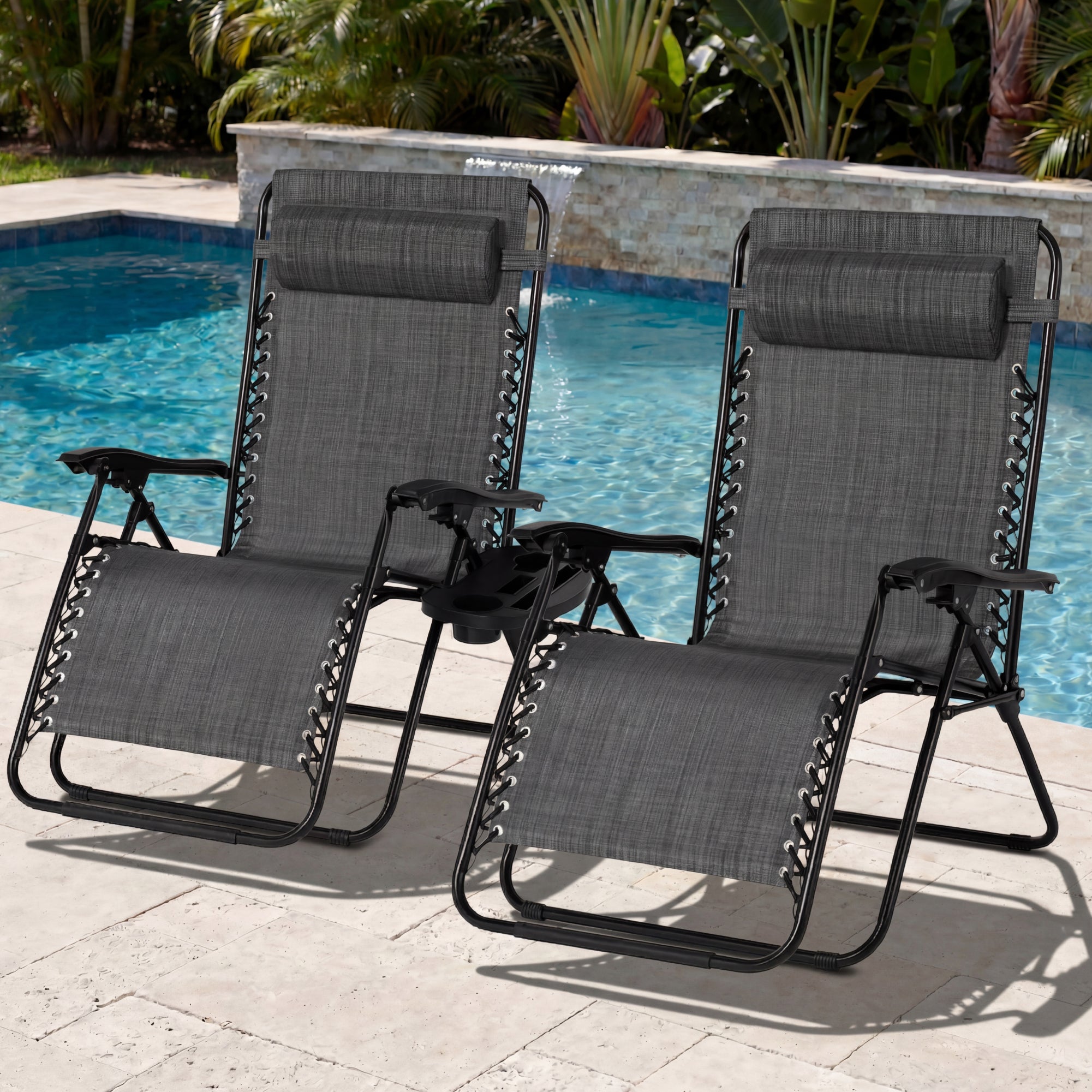 Best Choice Products Set of 2 Extra Wide Zero Gravity Lounge Chair Recliners w/ Cup Holder