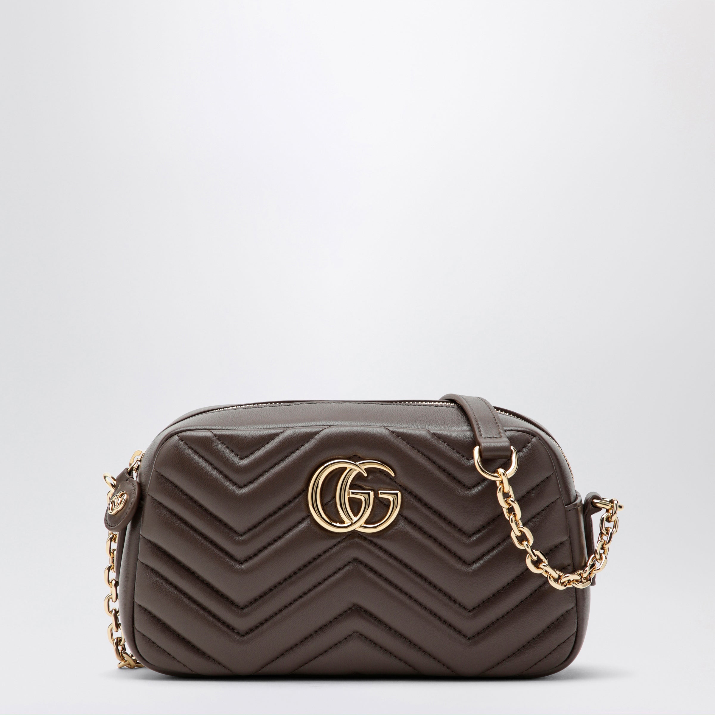 Gucci Small Gg Marmont Camera Bag In Taupe Nappa Leather Women