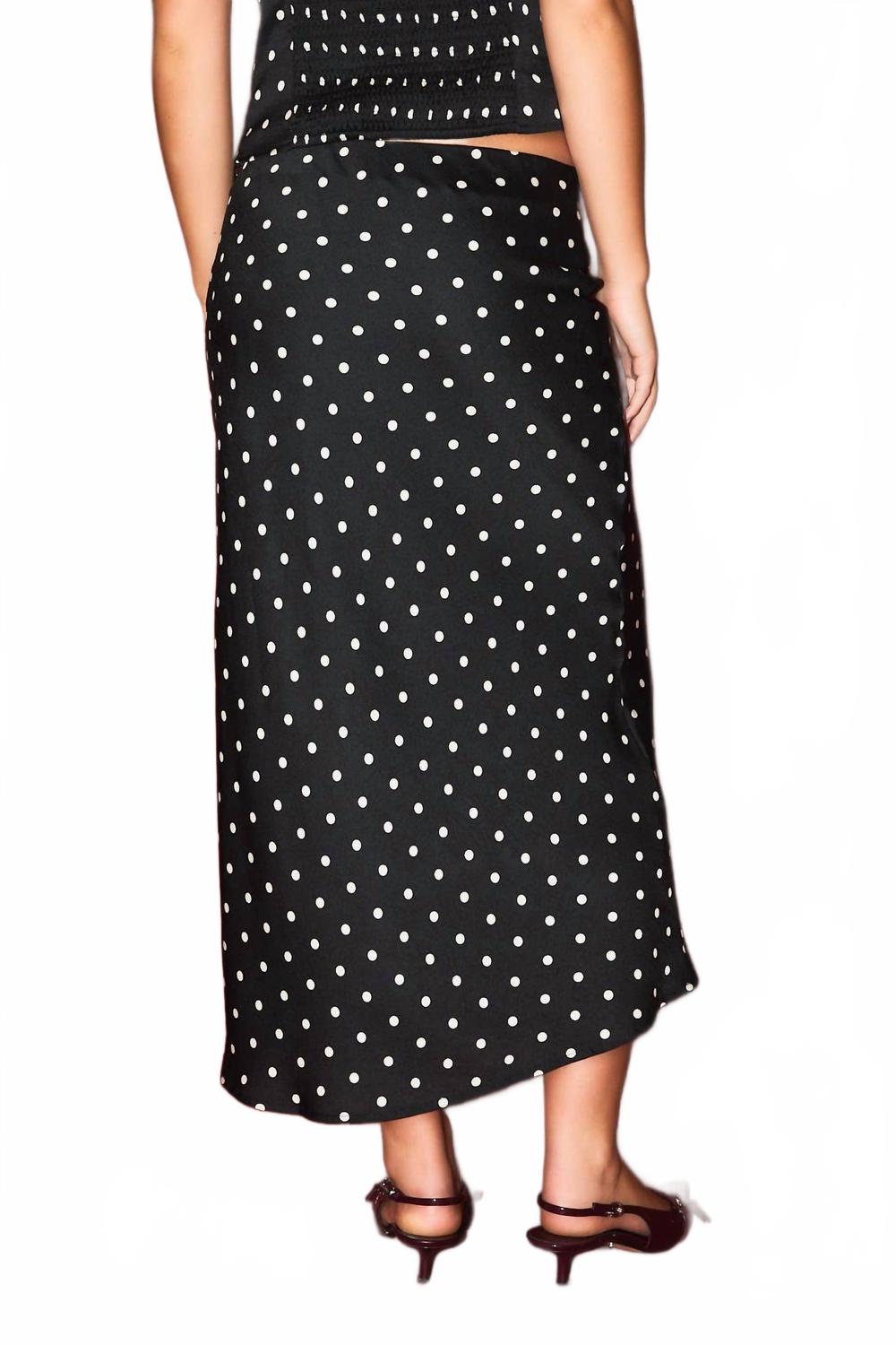 Dreamy Dot Mid Rise Maxi Skirt In Black