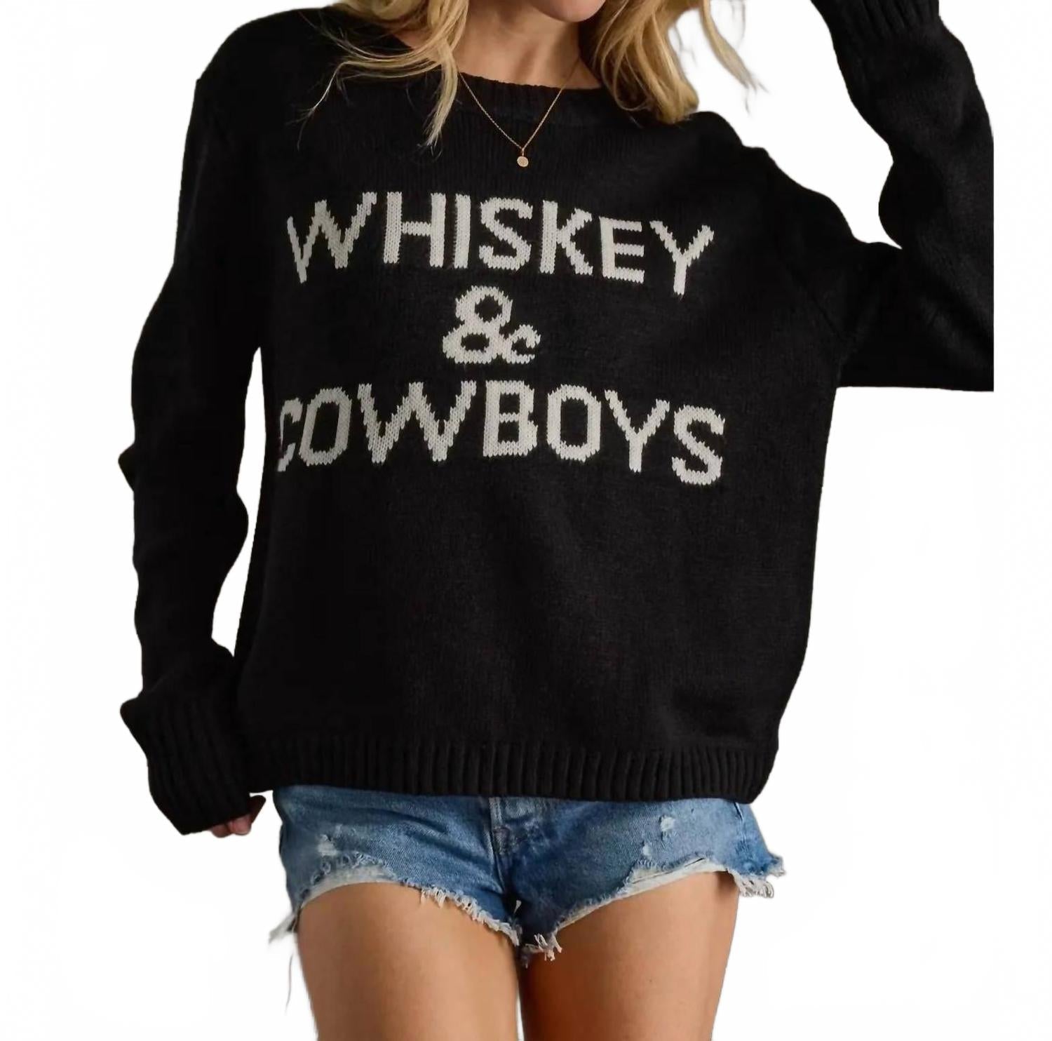 Whiskey Long Sleeve Sweater In Black