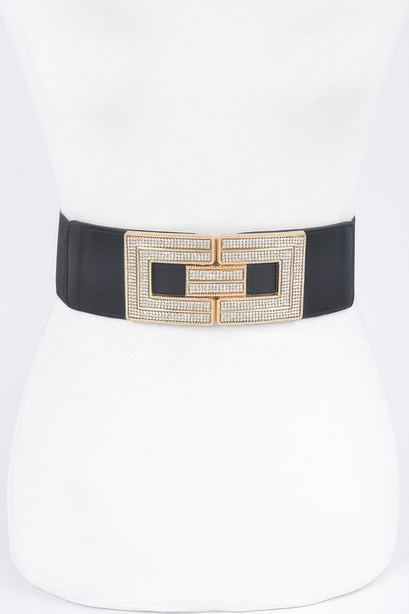 Rhinestone Buckles Plus Size Elastic Belt