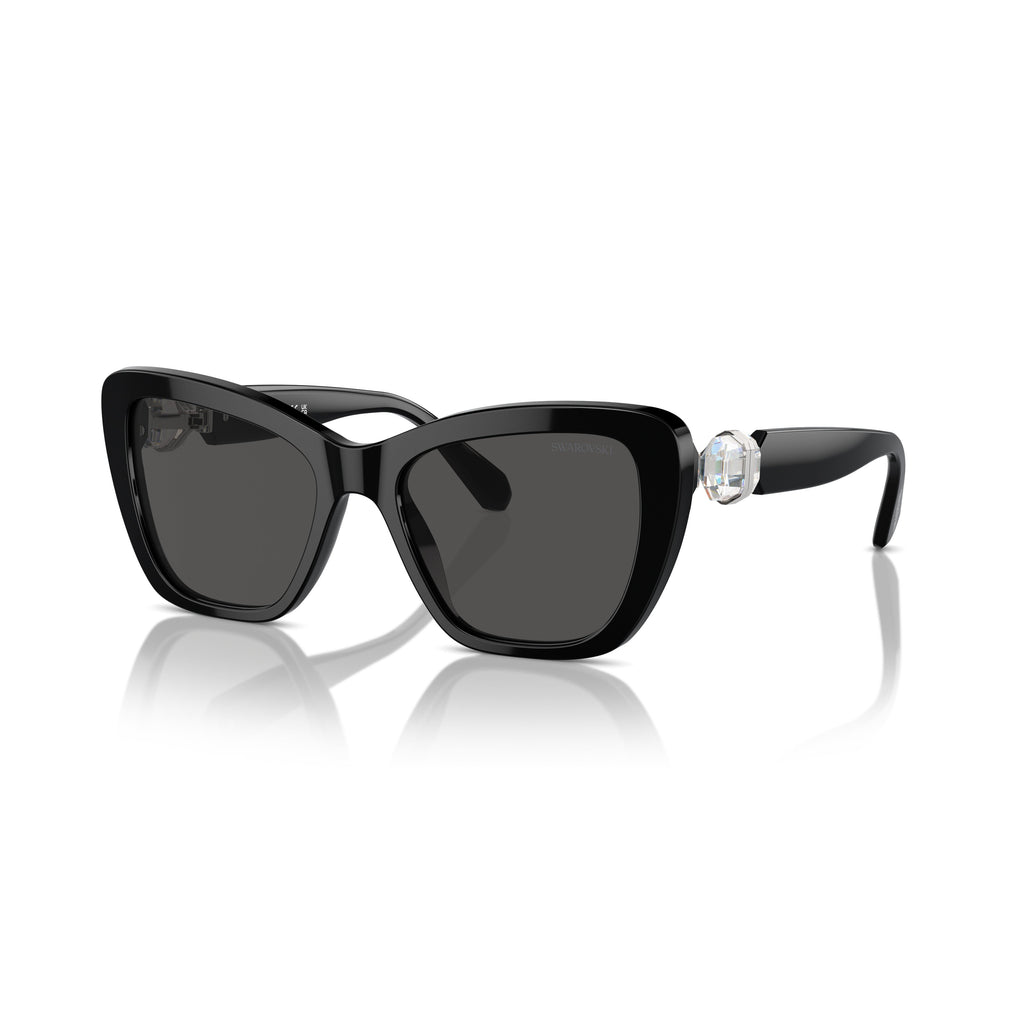 0Sk6018 Oversized Black Cat-Eye Sunglasses with Crystal Embellishments