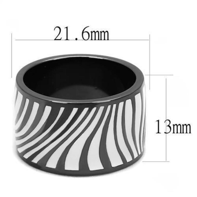 IP Light Black Stainless Steel Ring with Epoxy in White