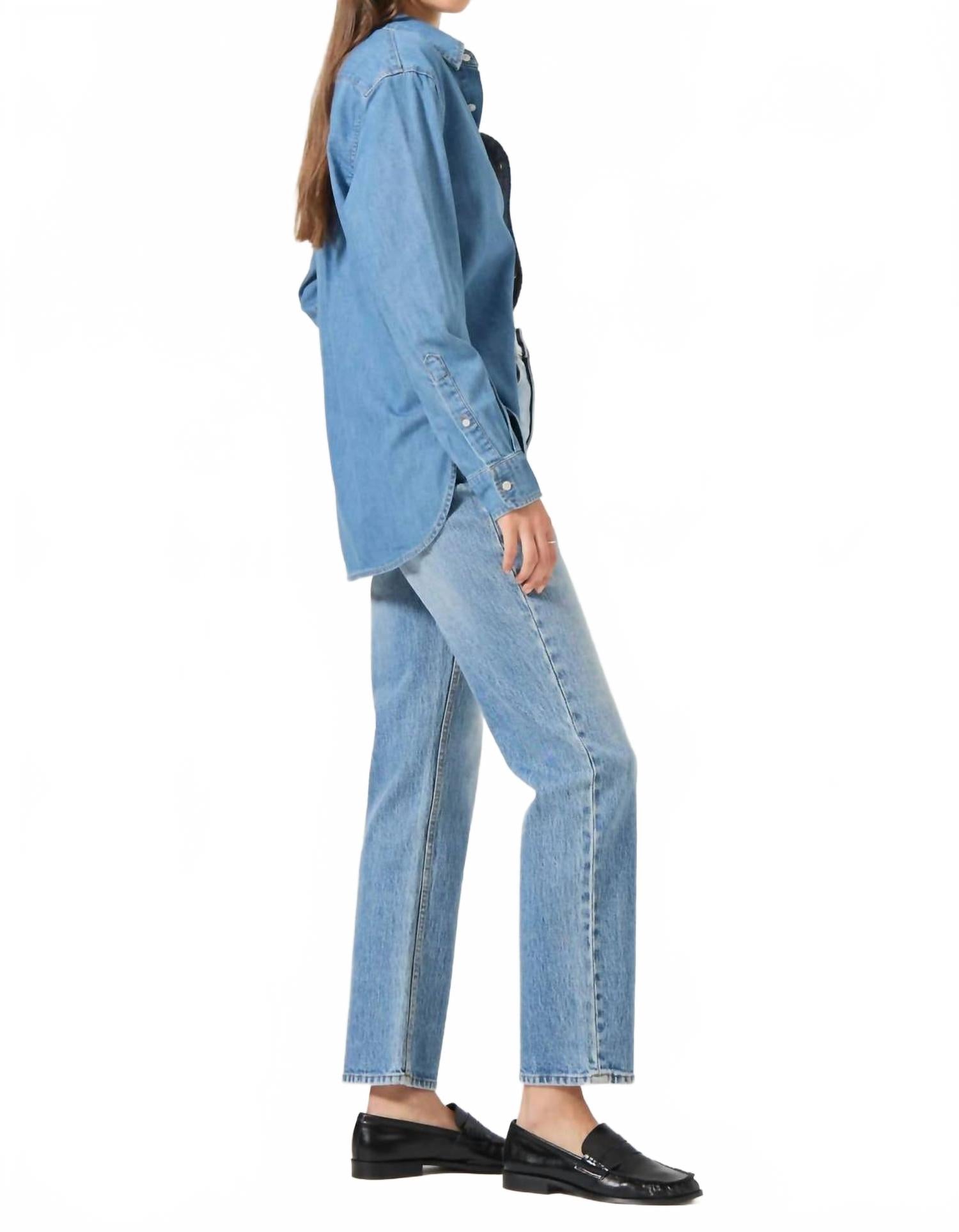 Loulou High Rise Straight Leg Jean In Lennon Blue