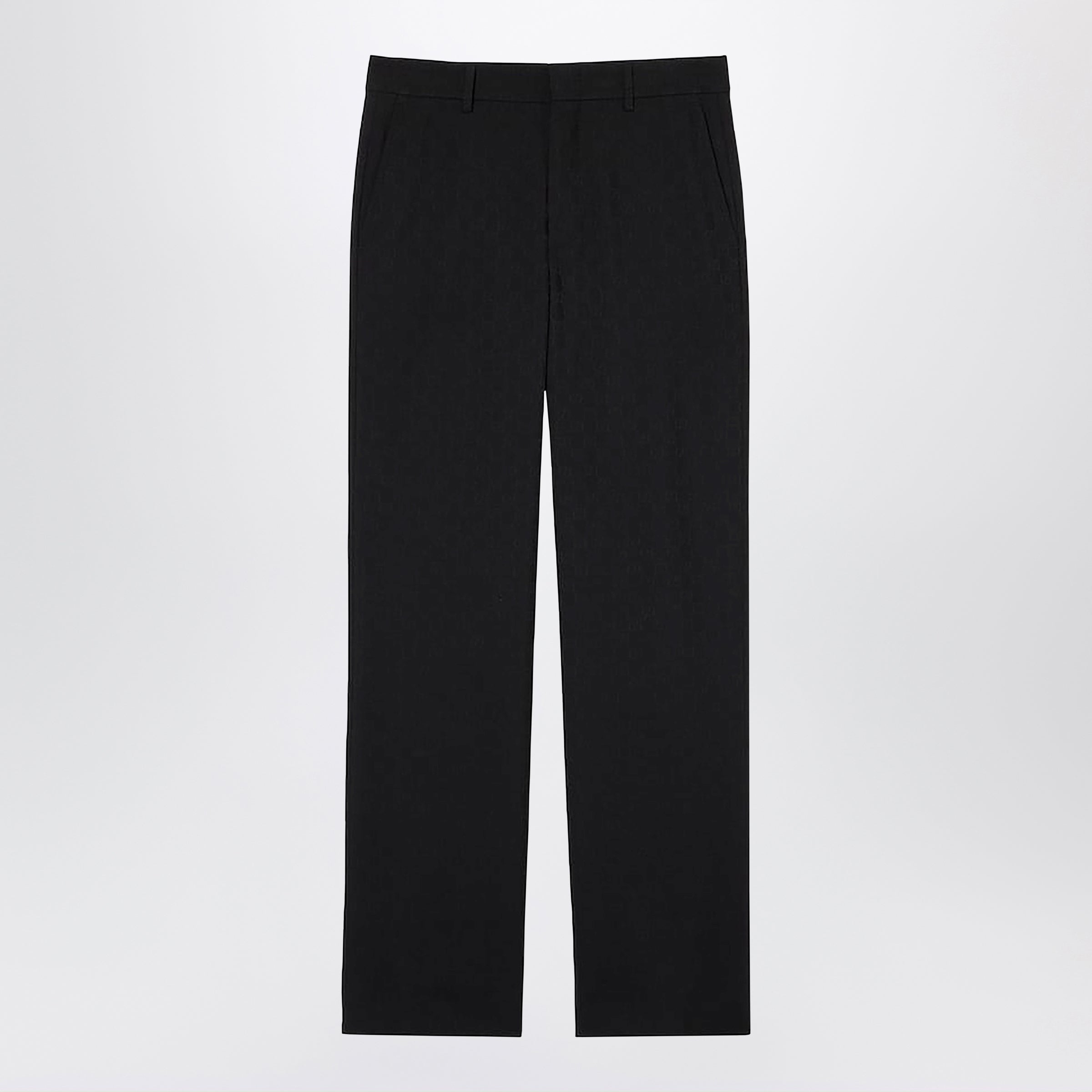 Gucci Black Wool Trousers With Gg Pattern Men
