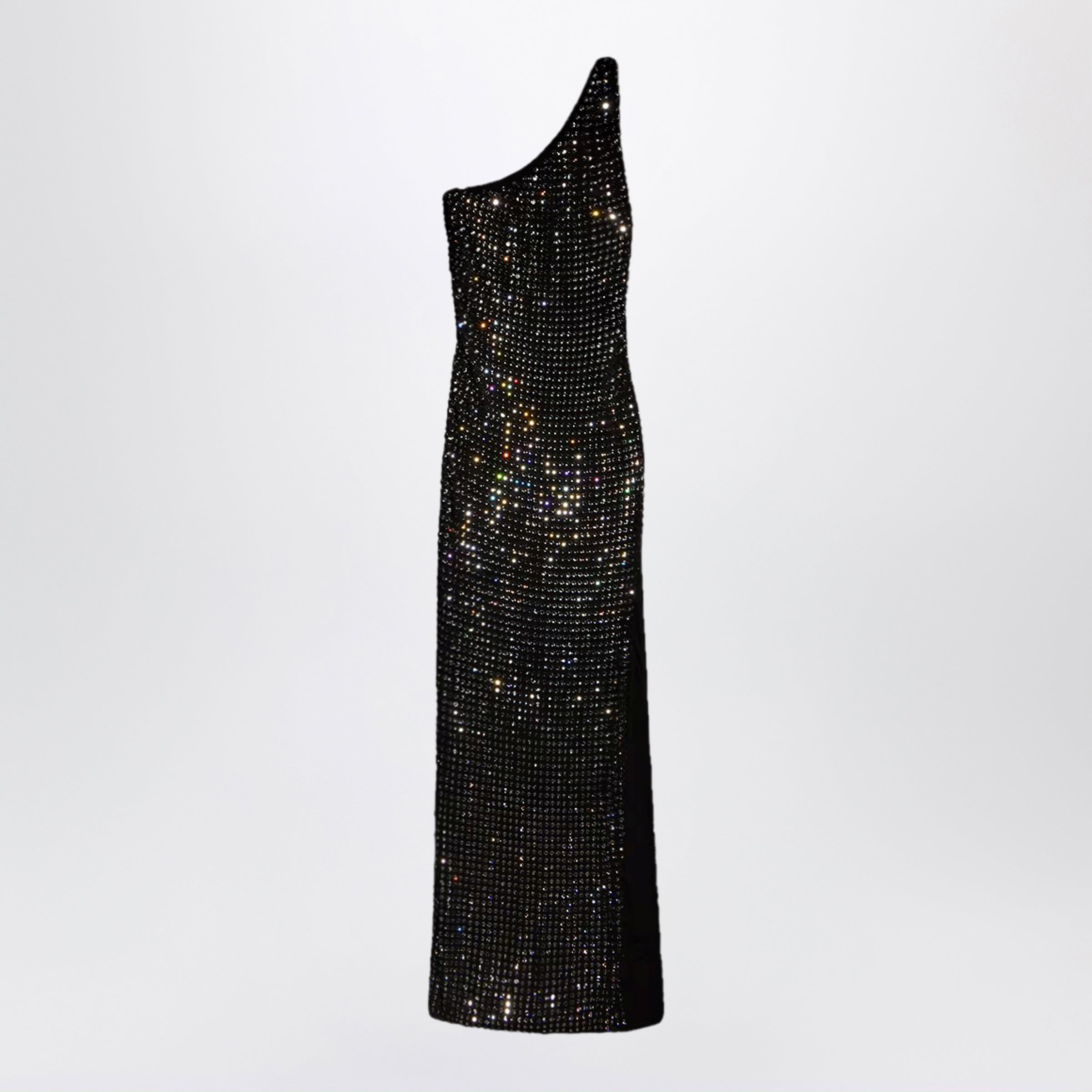 Gucci Long Jersey Dress With Crystal Embroidery In Black Women