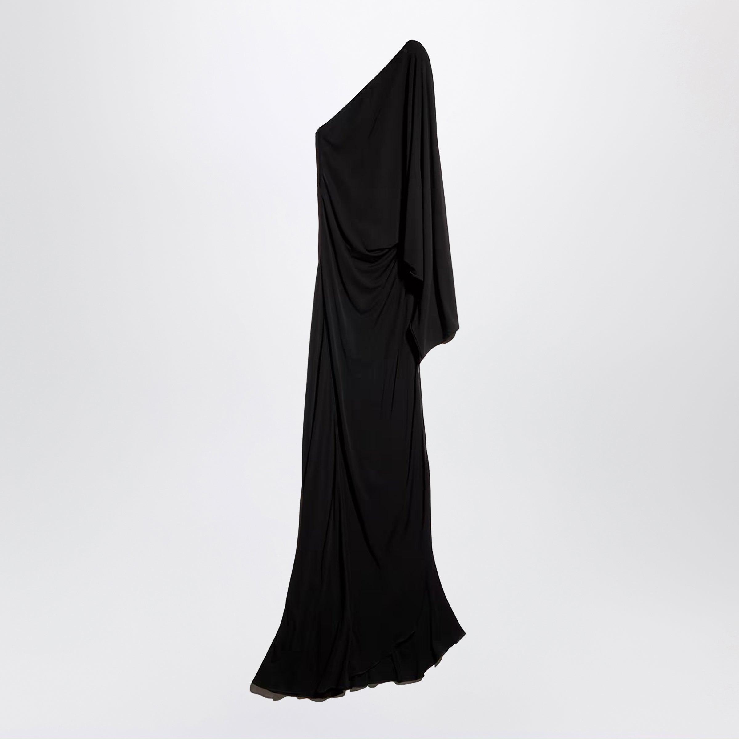 Gucci Long One-Shoulder Dress In Black Viscose Jersey Women