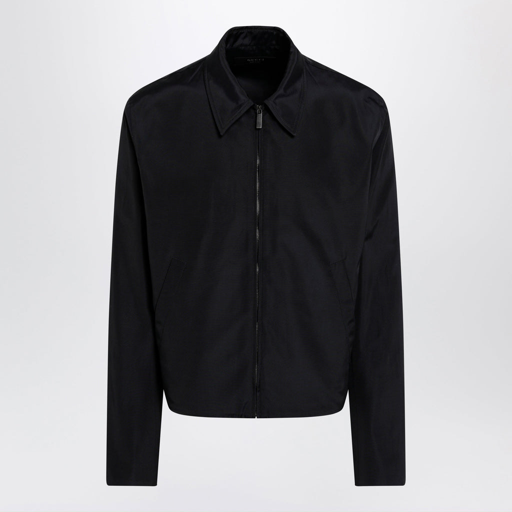 Gucci Zip Jacket In Cotton And Acetate Faille, Black Men