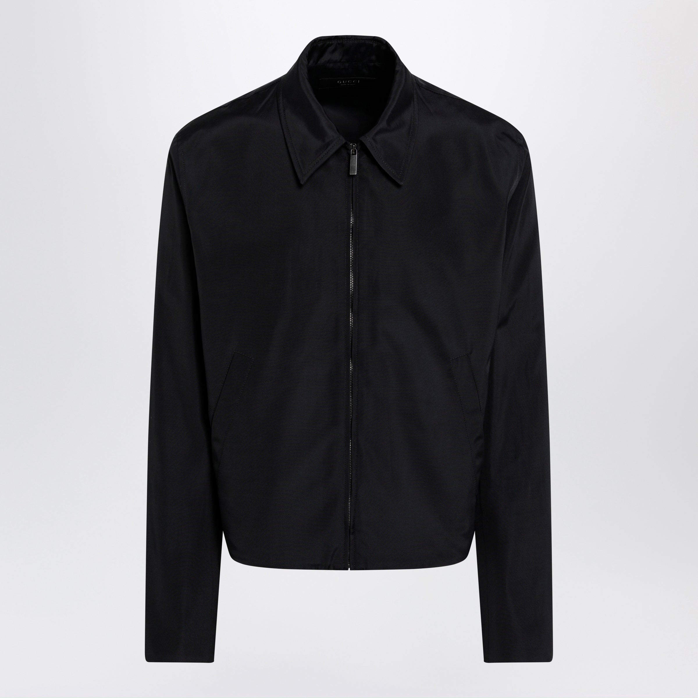 Gucci Zip Jacket In Cotton And Acetate Faille, Black Men