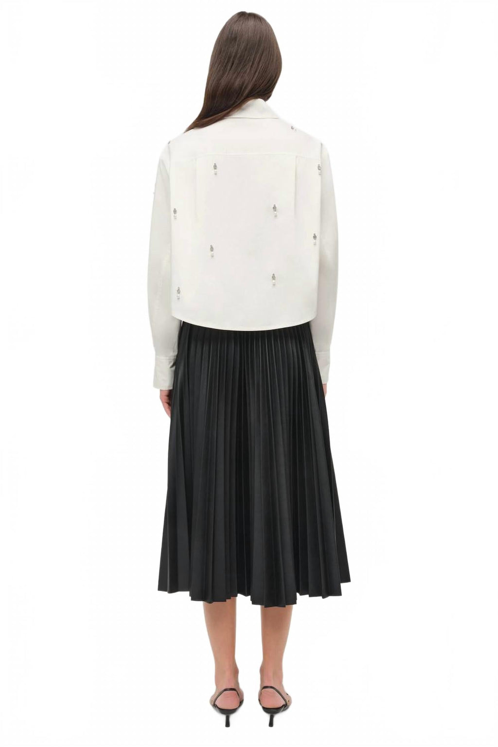 Renata Embellished Cotton Shirt In White