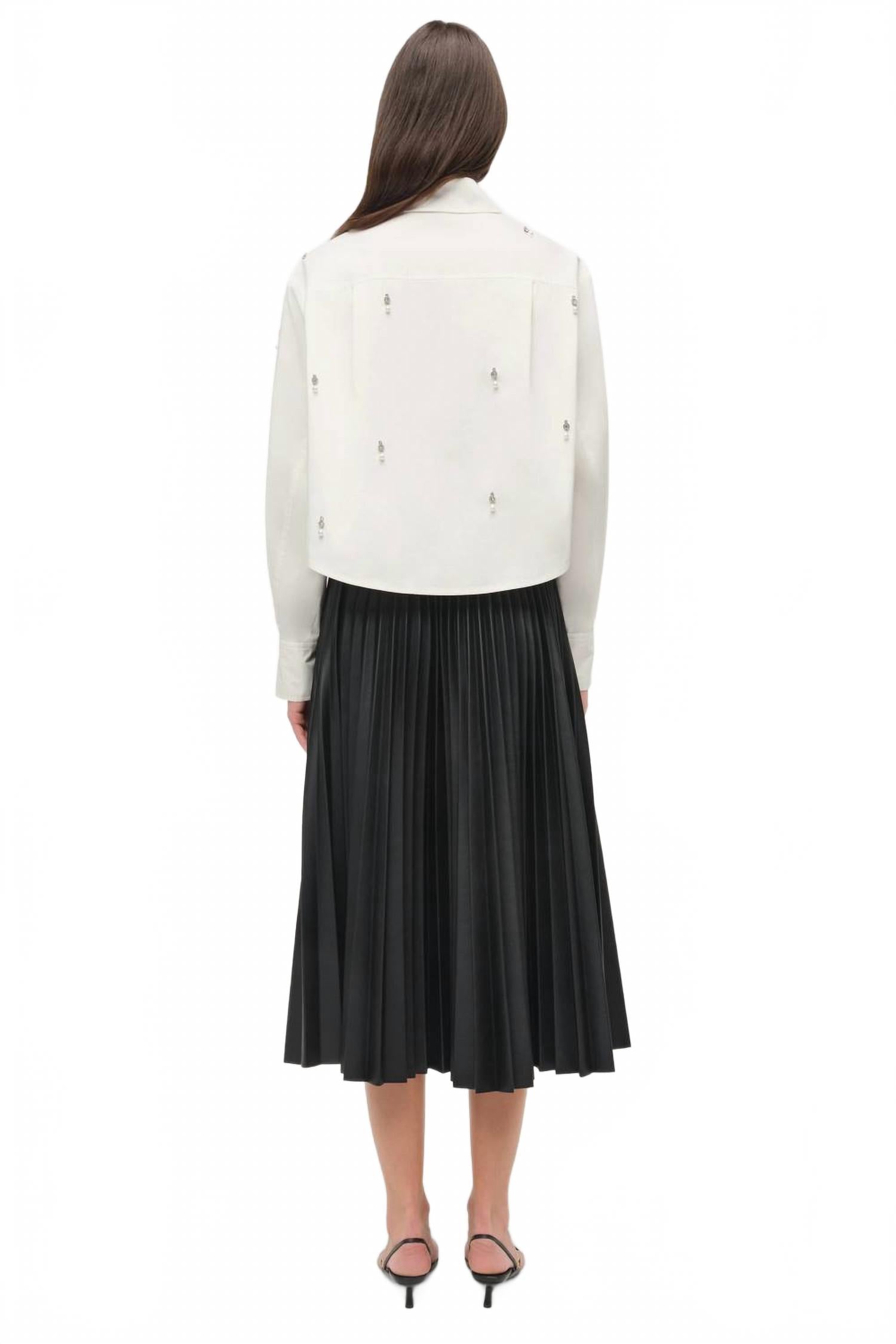 Renata Embellished Cotton Shirt In White