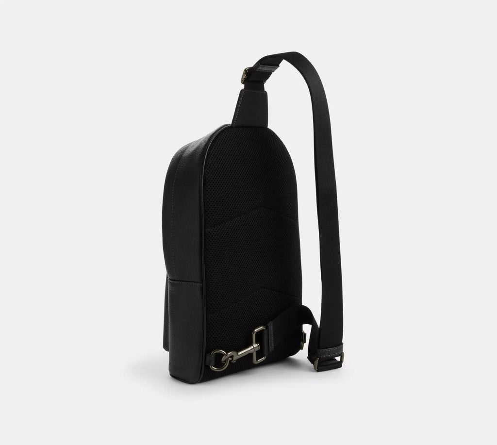 NWT Coach Leather West Pack Sling Bag with Varsity Motif In Black
