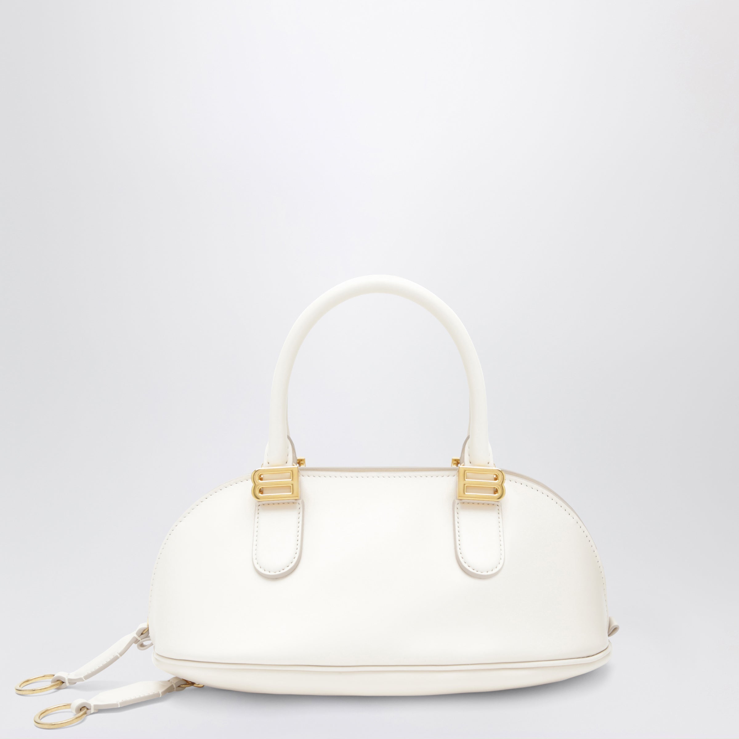 Balenciaga Cream Leather Bolero Mini Bowling Bag Women