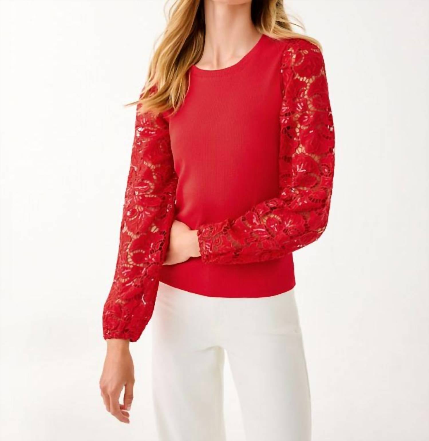 Bryant Knit Top In Cranberry Red