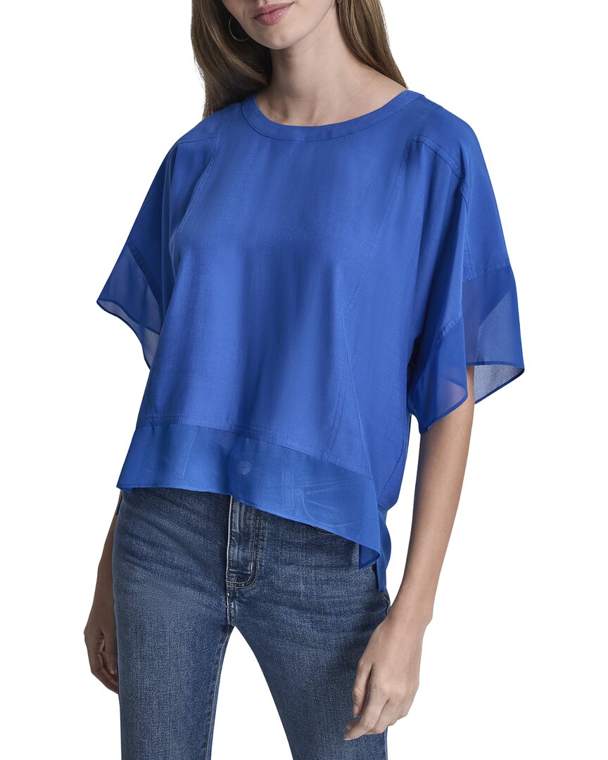 DKNY Dolman Sleeve Mix Media Top