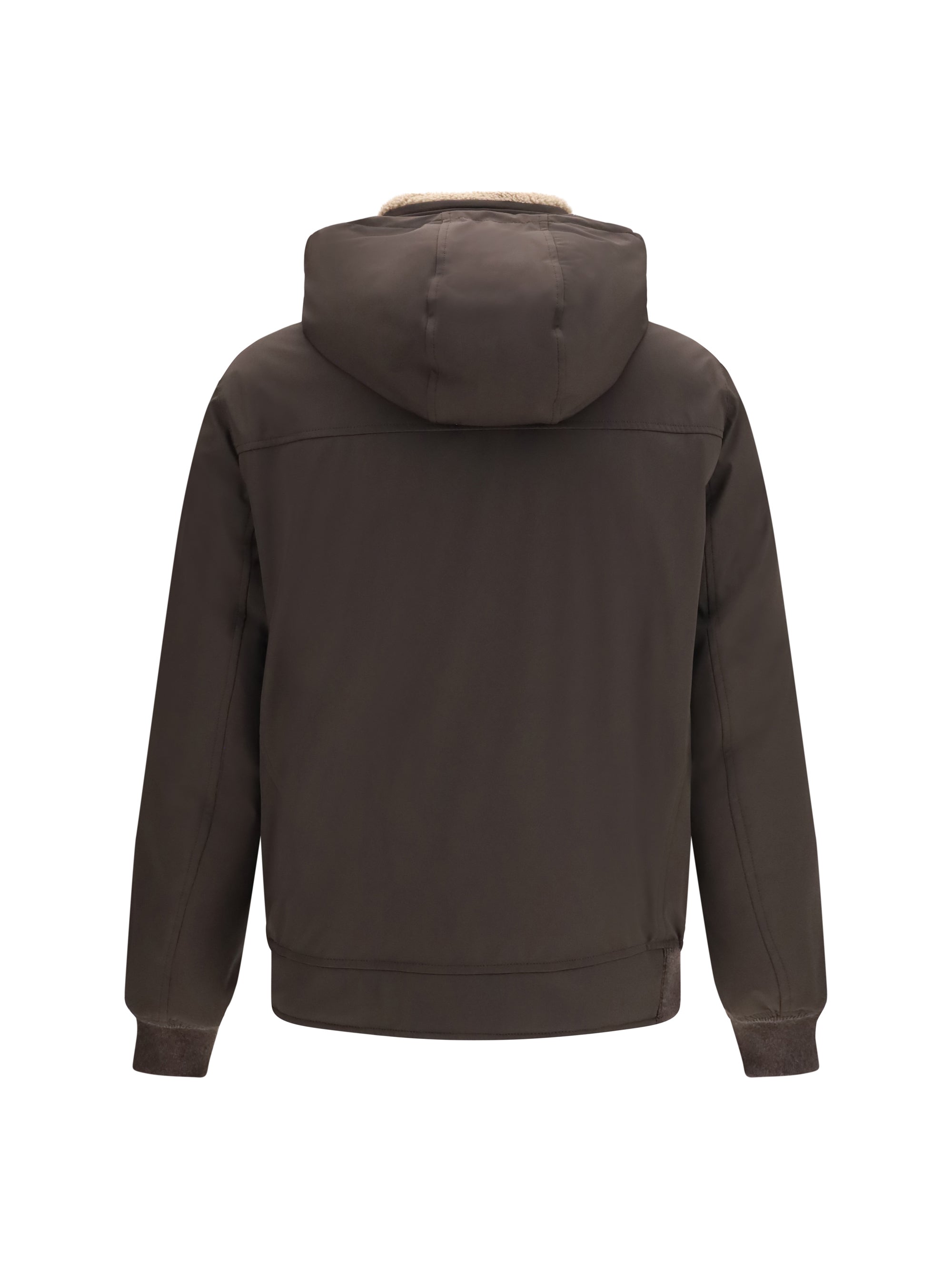 Brunello Cucinelli Men Nylon Down Jacket With Removable Hood