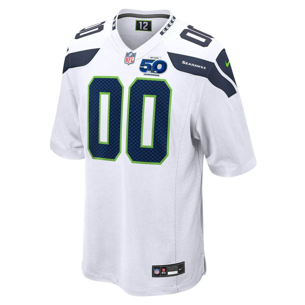 Seattle Seahawks White 50th Season Away Custom Game Jersey