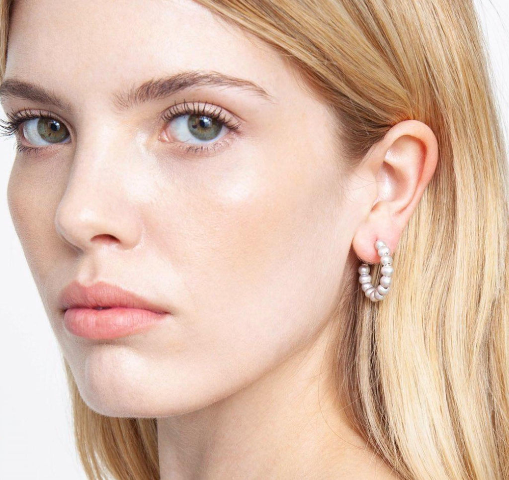 Women's Pearl Holly Hoop Earrings In Pink
