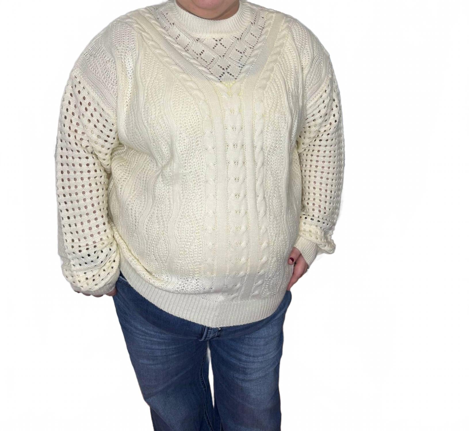 Jasmine Open Knit Sweater In Ivory