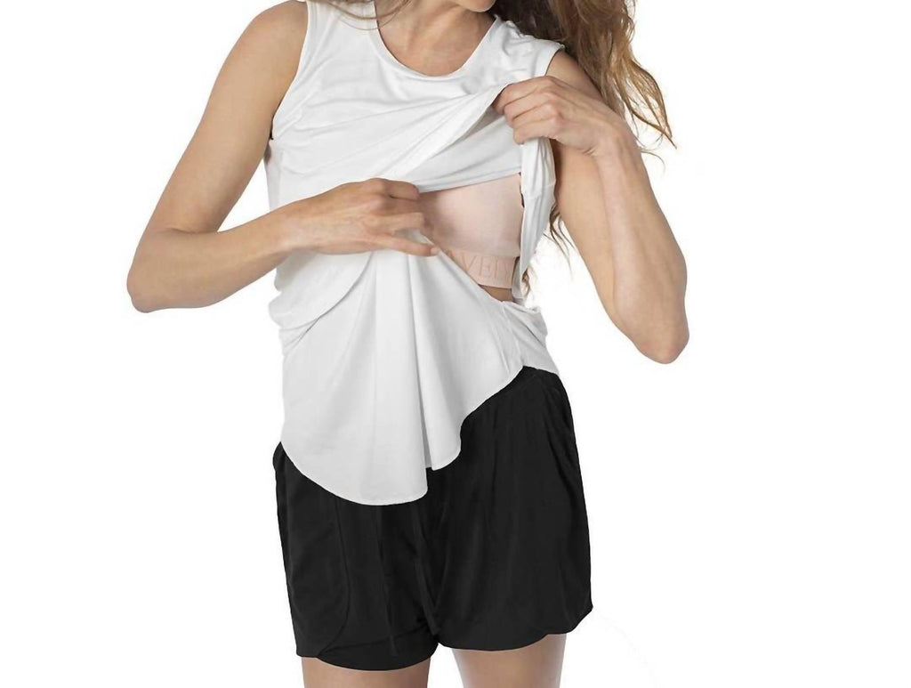 Bamboo Nursing & Maternity Tank Top In White
