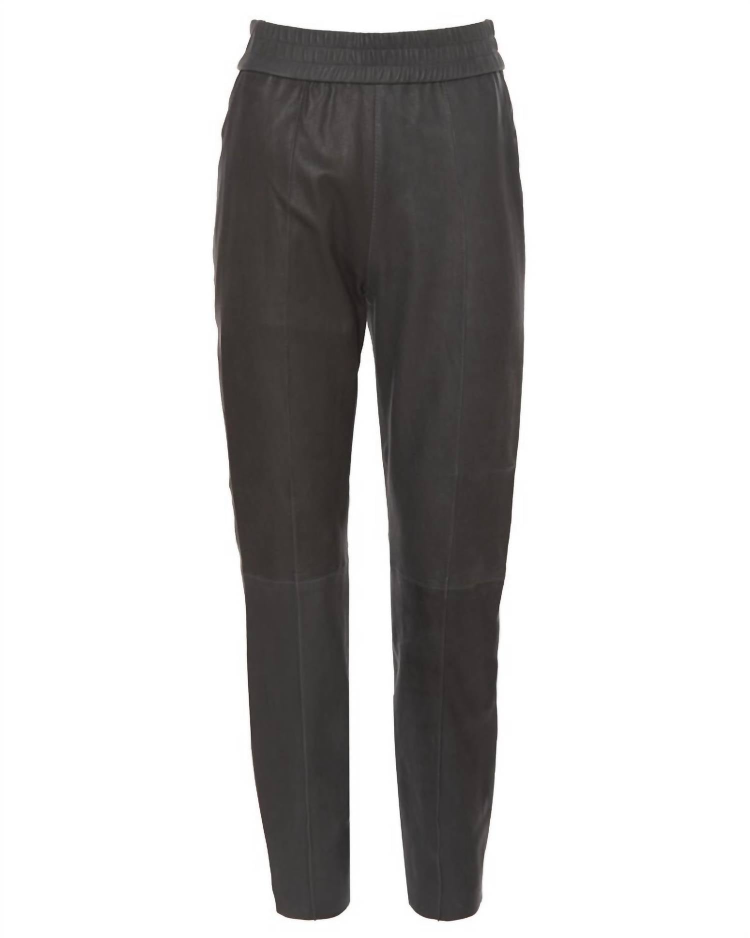 Women's Slim Leather Jogger In Anthracite