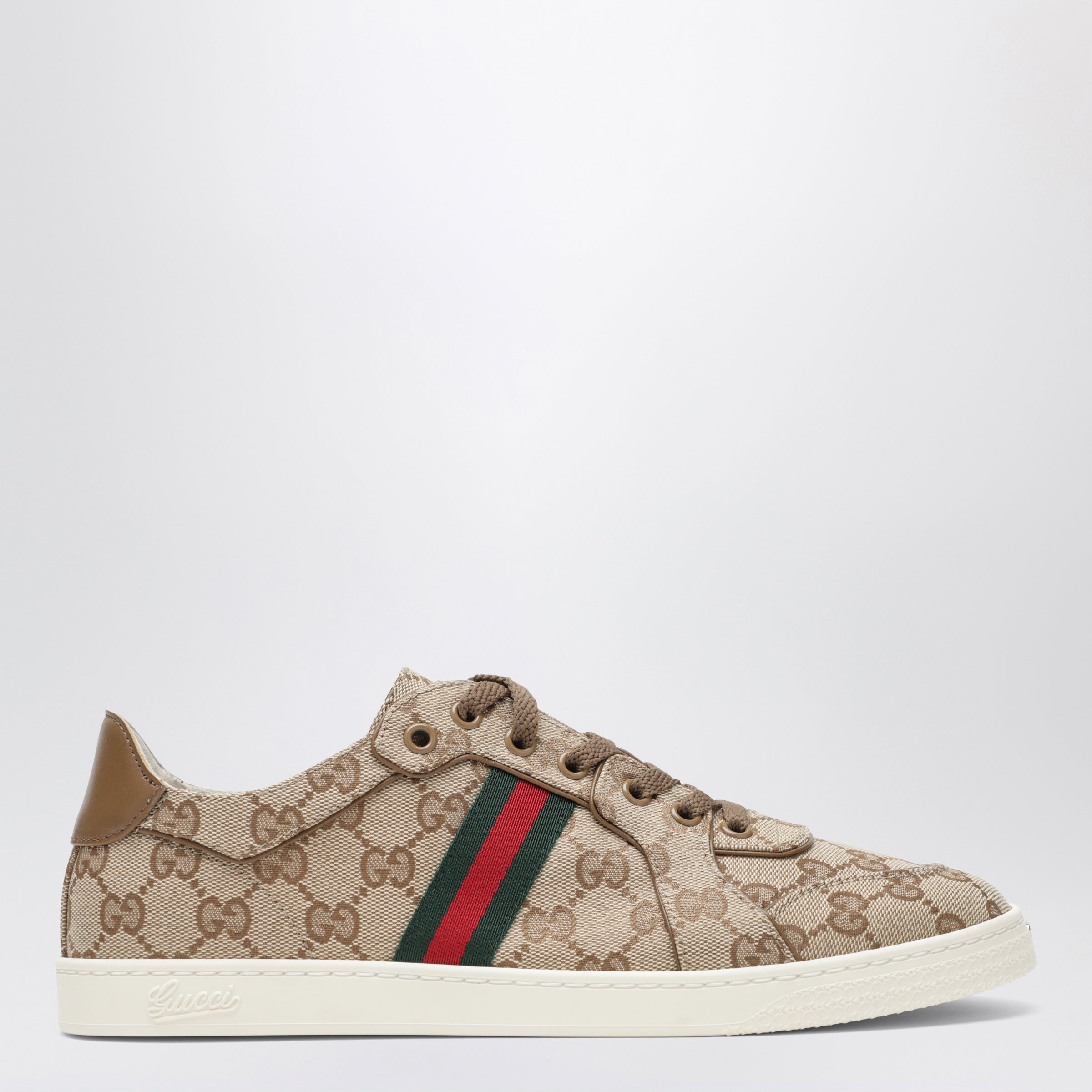 Gucci Stretch Sneakers In Beige Sand Gg Canvas Women