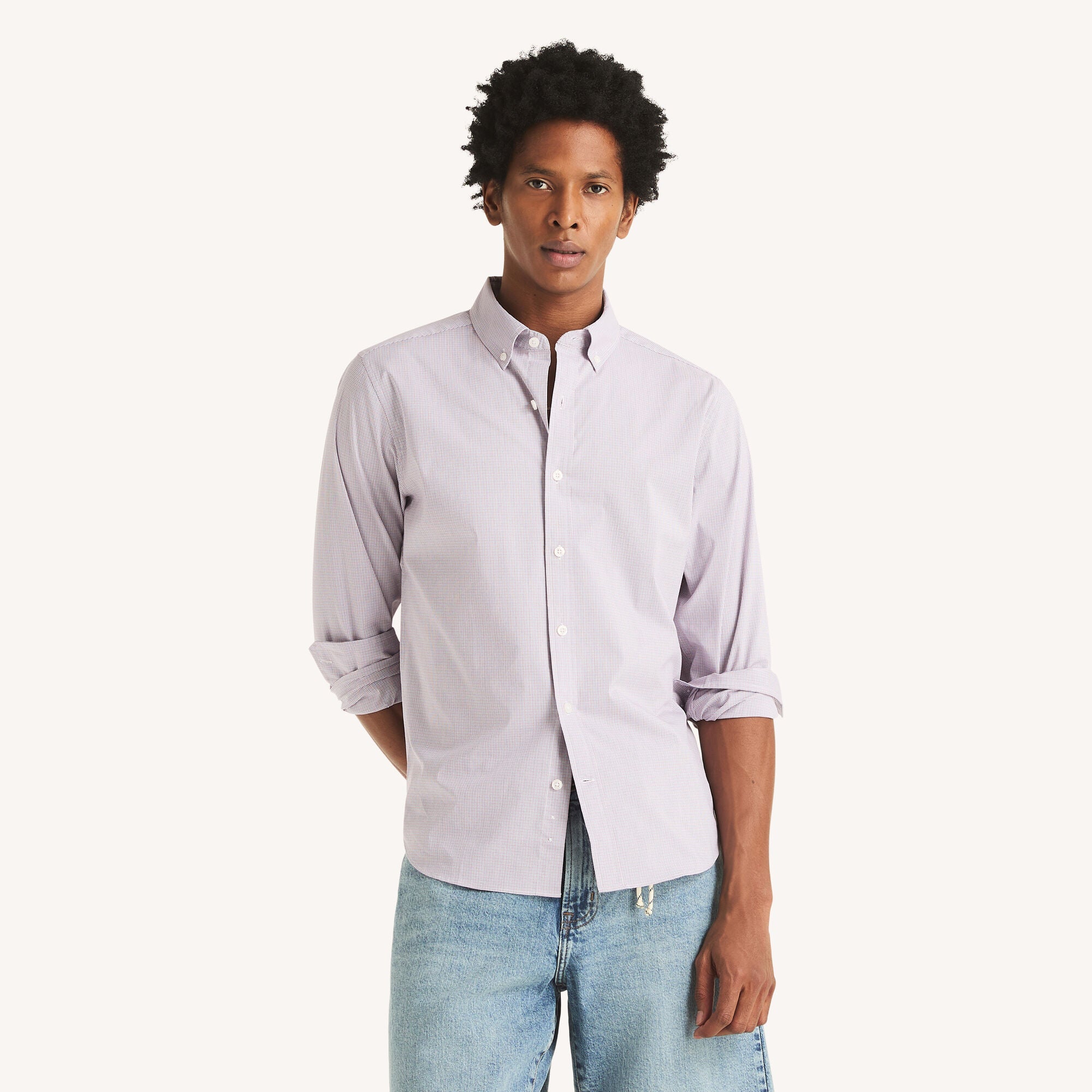 Nautica Mens Slim Fit Wrinkle-Resistant Checkered Shirt