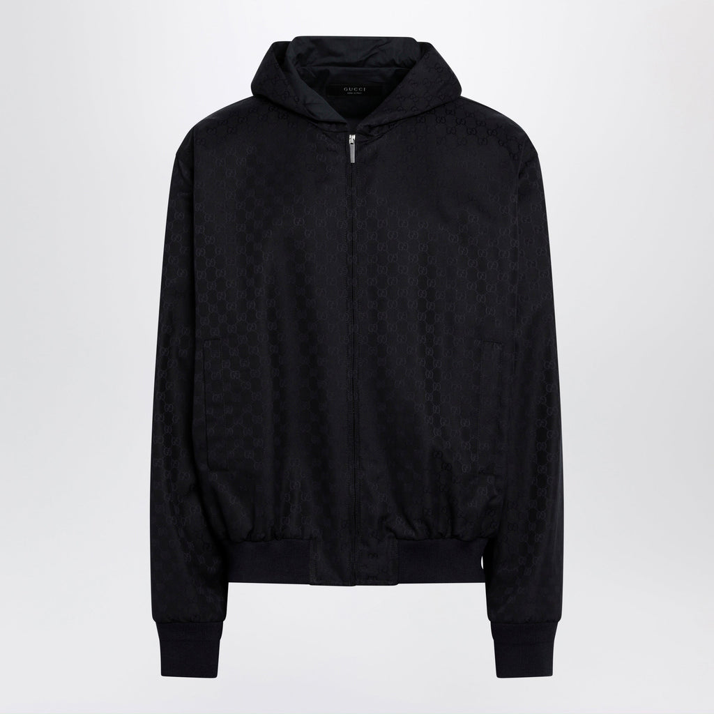 Gucci Ultramarine Gg Cotton Canvas Zip Hooded Jacket Men