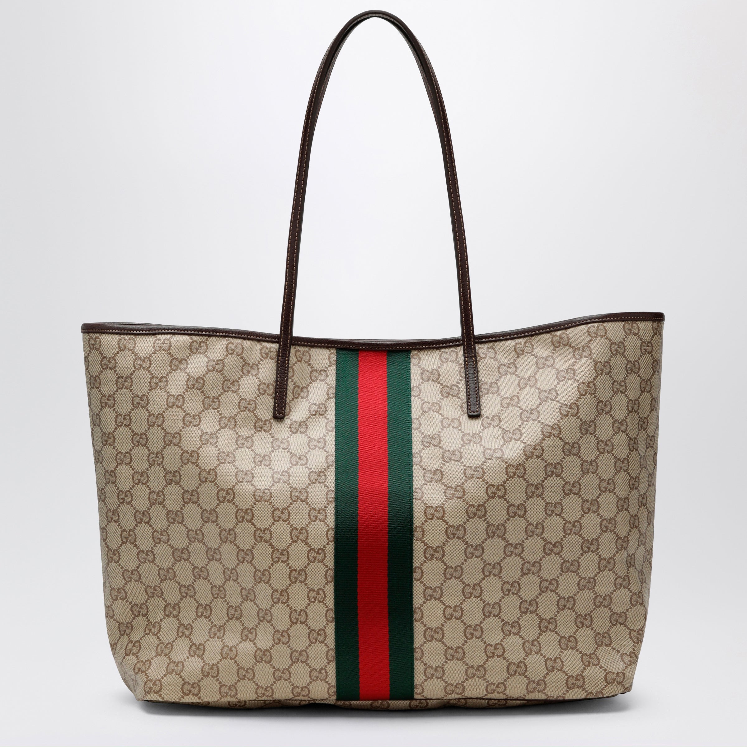 Gucci Large Tribeca Shopping Tote In Gg Canvas, Brown Women