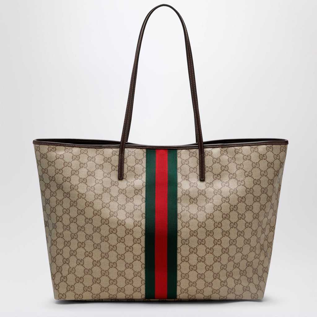 Gucci Large Tribeca Shopping Tote In Gg Canvas, Brown Women