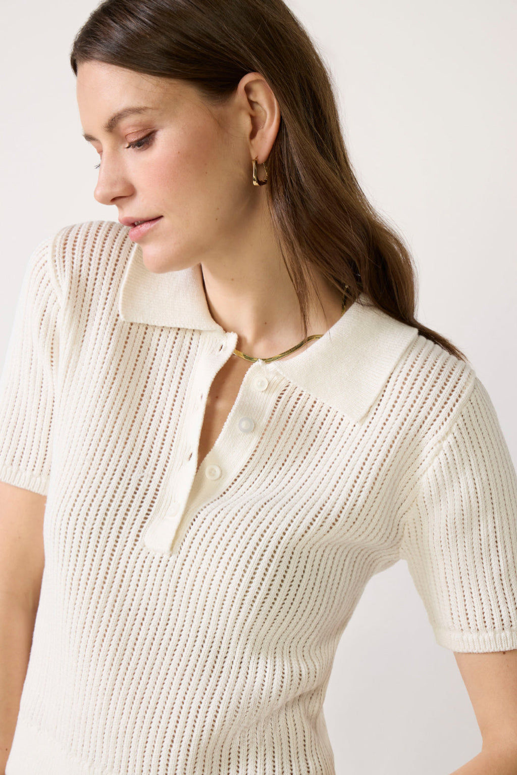 Women's Dehlia Open Stitch Polo Sweater Top