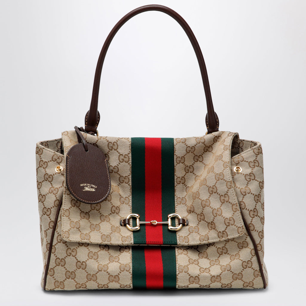 Gucci Medium Paparazzo Top-Handle Bag In Gg Canvas, Brown Women