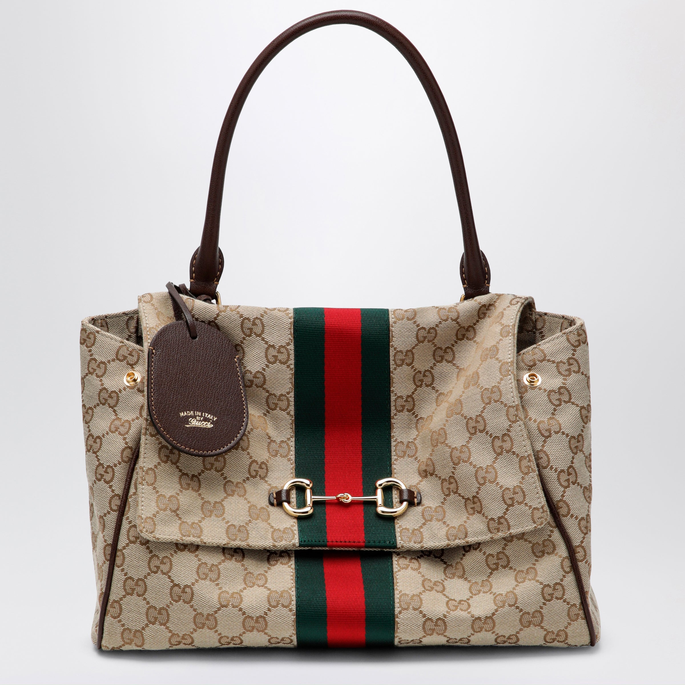 Gucci Medium Paparazzo Top-Handle Bag In Gg Canvas, Brown Women