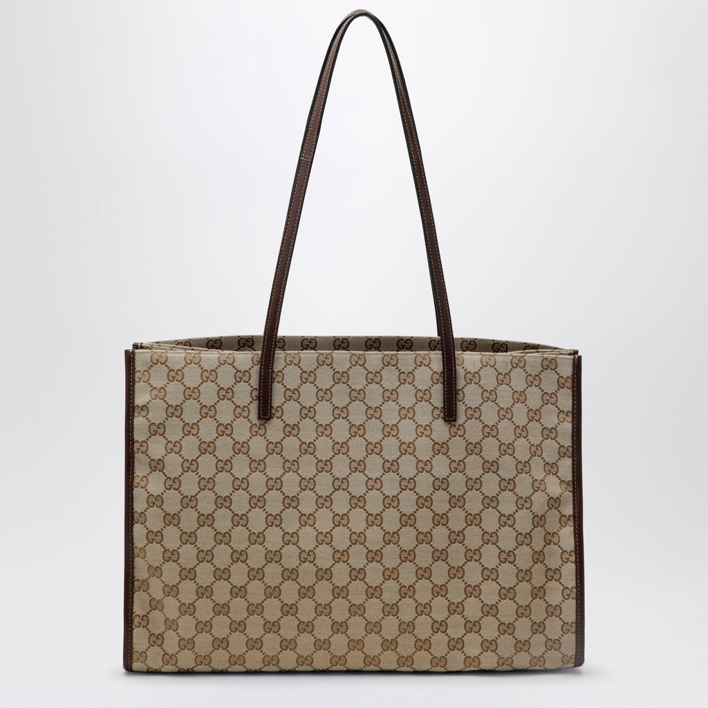 Gucci Large London Shopping Bag In Beige Sand Gg Fabric Women