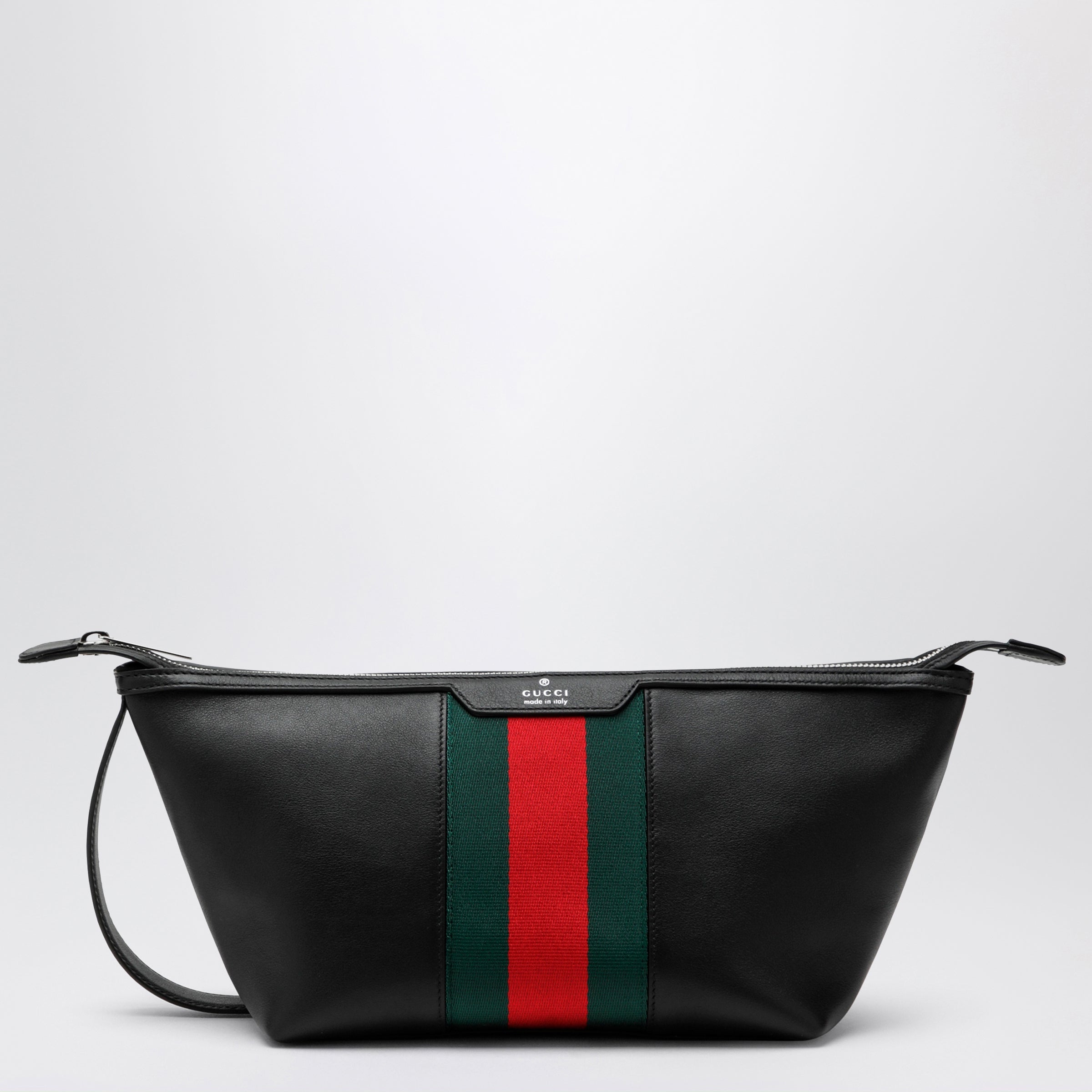 Gucci Mega Web Trademark Small Toiletry Case In Calfskin, Black Men