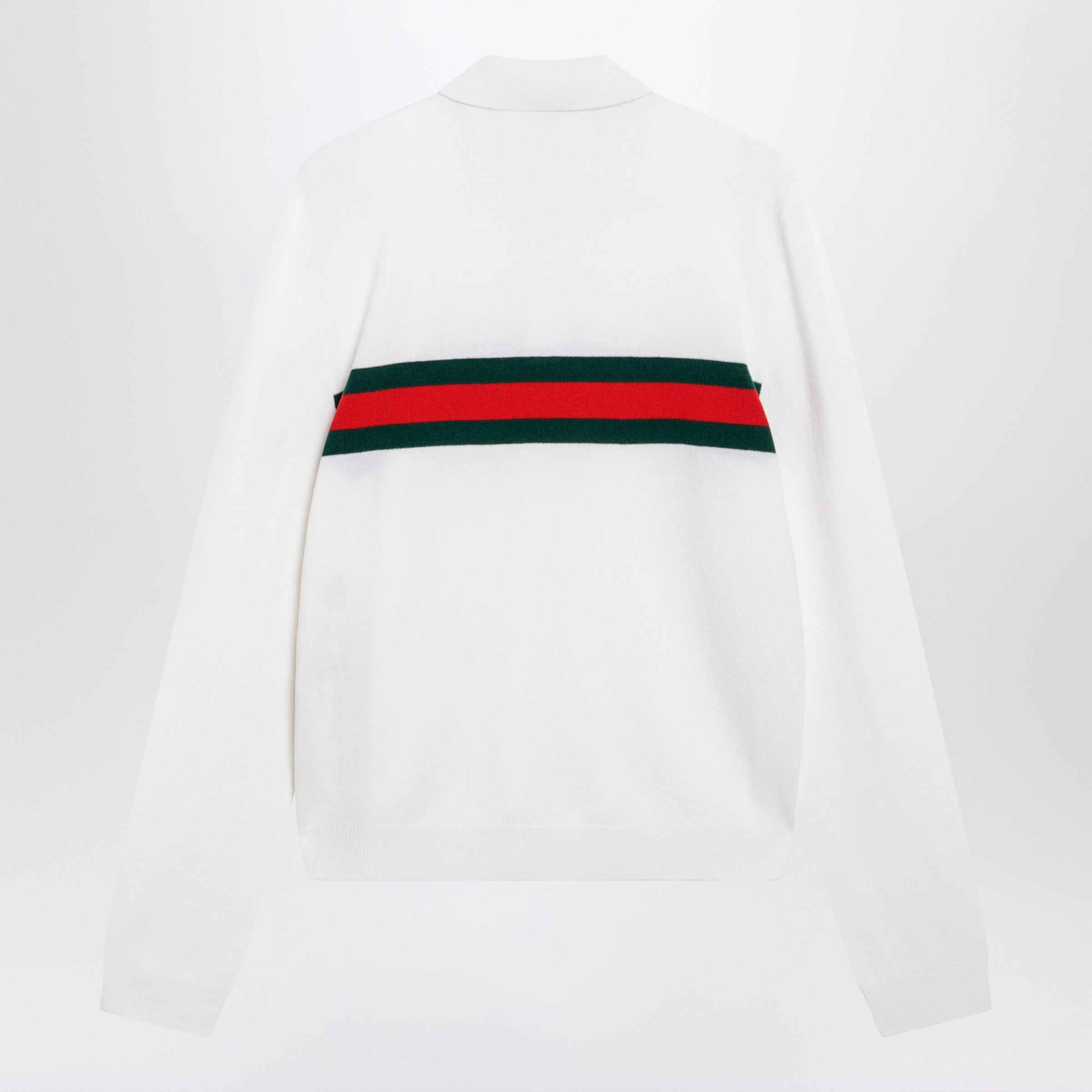 Gucci White Cashmere Polo Shirt With Web Motif Men
