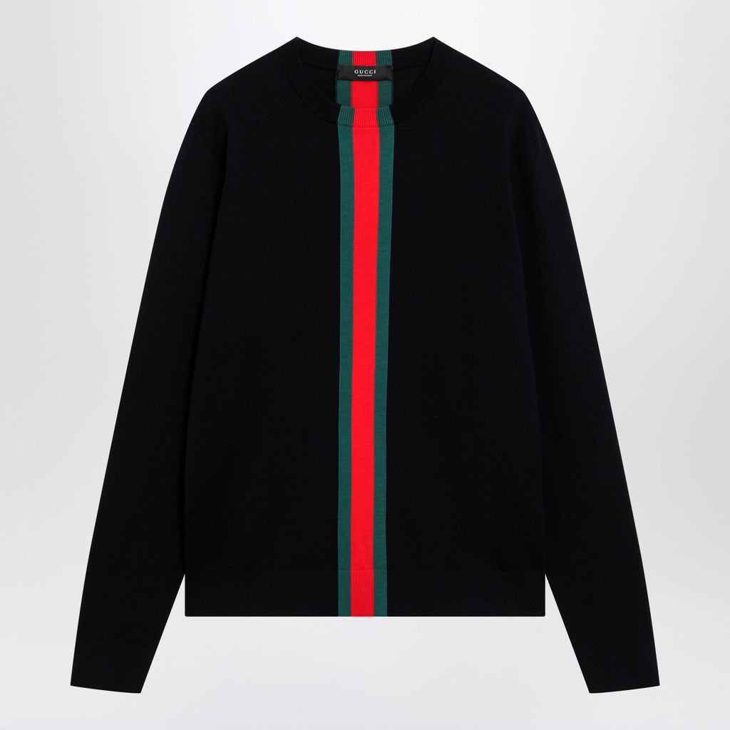 Gucci Knitted Cotton Sweater With Web Ribbon Men