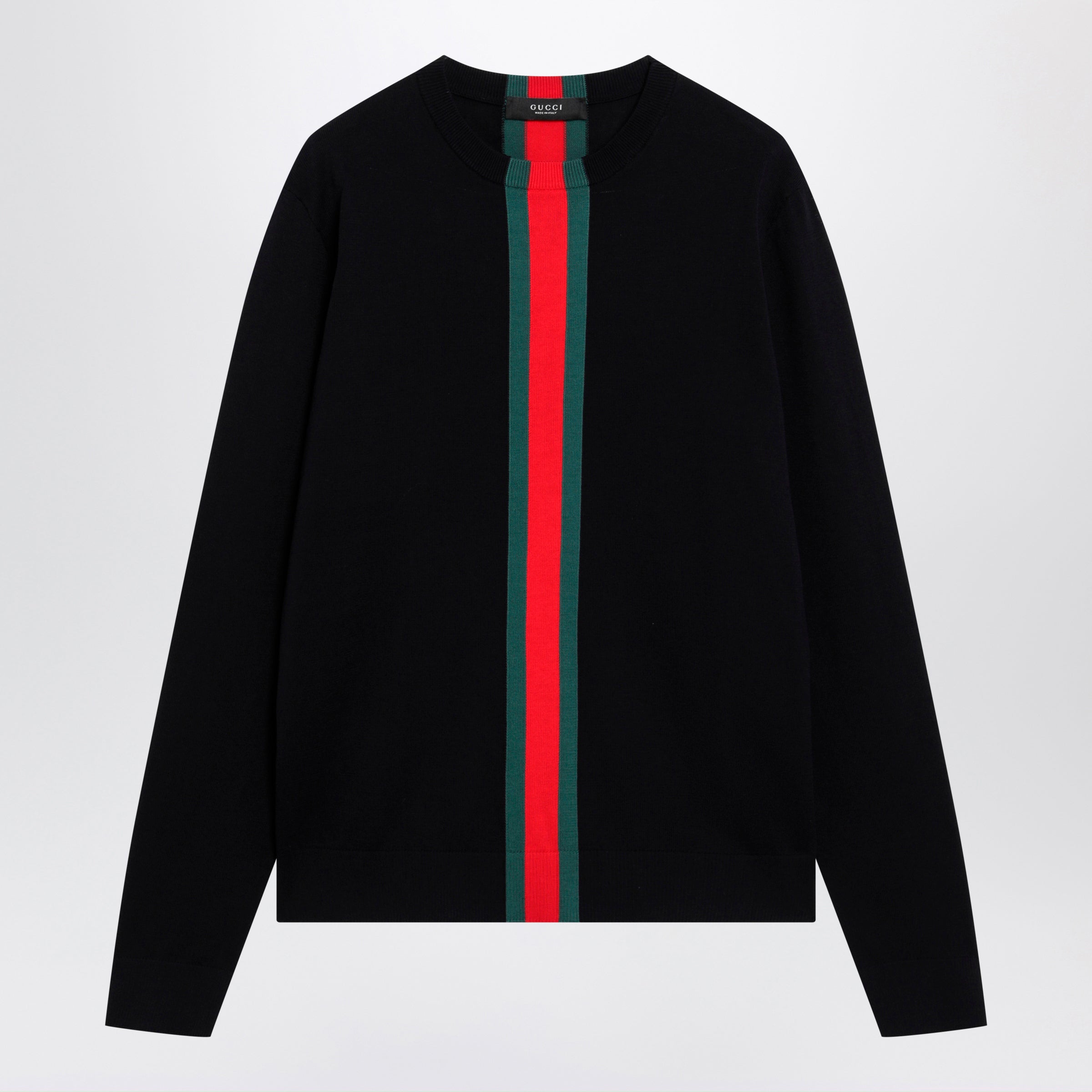 Gucci Knitted Cotton Sweater With Web Ribbon Men