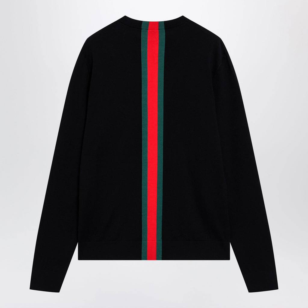 Gucci Knitted Cotton Sweater With Web Ribbon Men