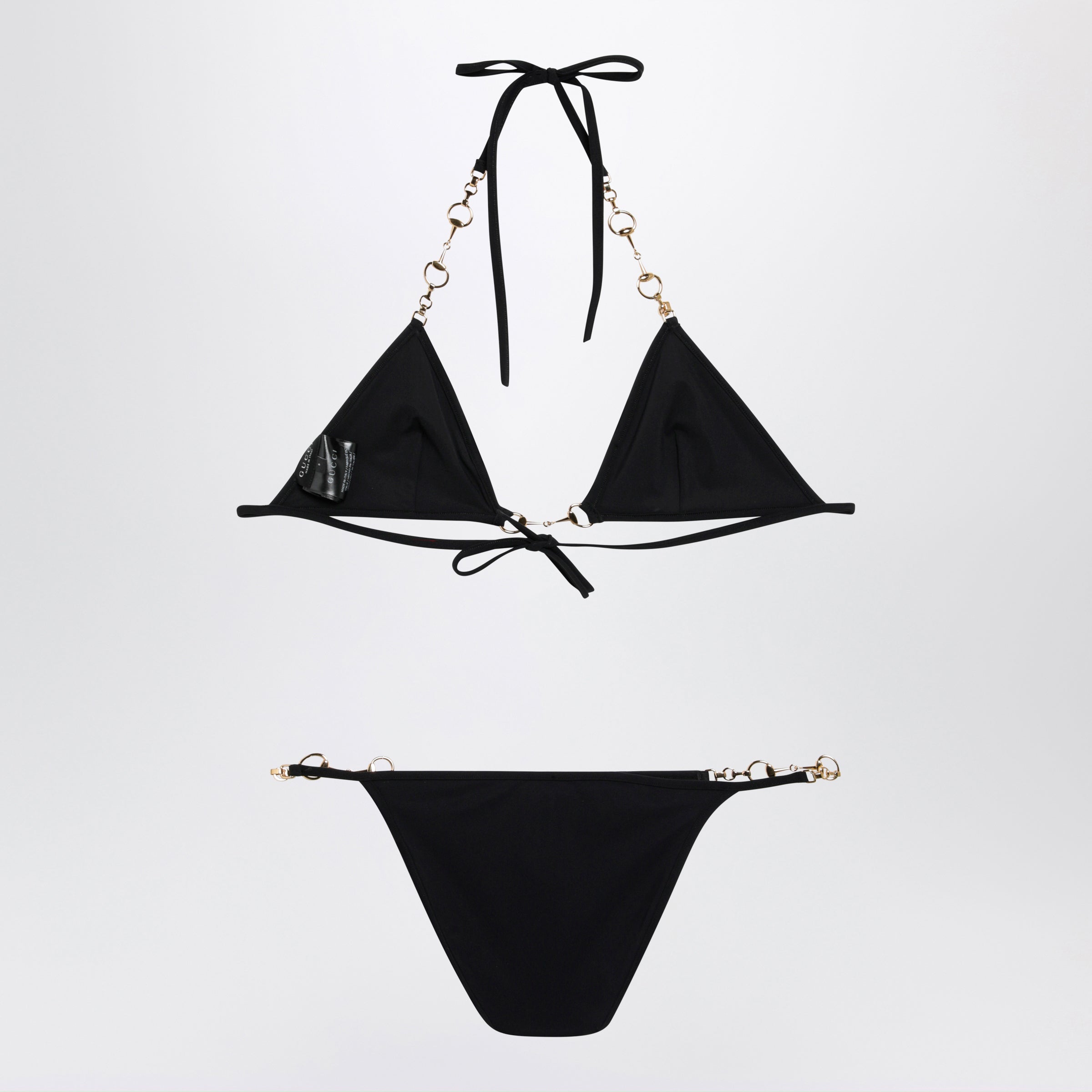 Gucci Black Stretch Jersey Bikini With Clamp Chain Women